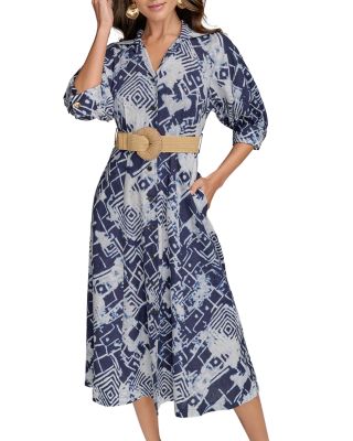 Linen Blend Belted Shirtdress