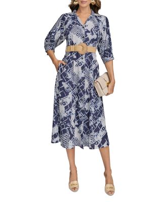 Linen Blend Belted Shirtdress