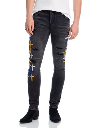 RtA Bryant Distressed Skinny Jeans in Charcoal Drift | Bloomingdale's Men