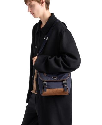 Medium Re-Nylon and Leather Shoulder Bag