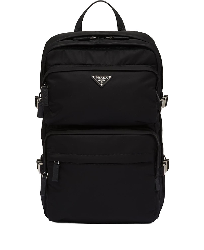Prada Nylon Backpack With Top Handle And Front Zip In Black