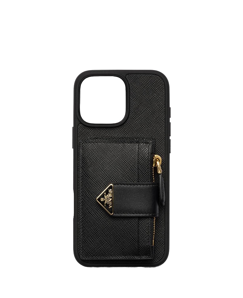 Shop Prada Saffiano Leather Case For Iphone 16 Pro Max