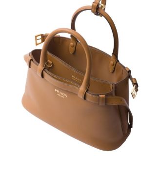 Buckle Small Leather Handbag with Double Belt