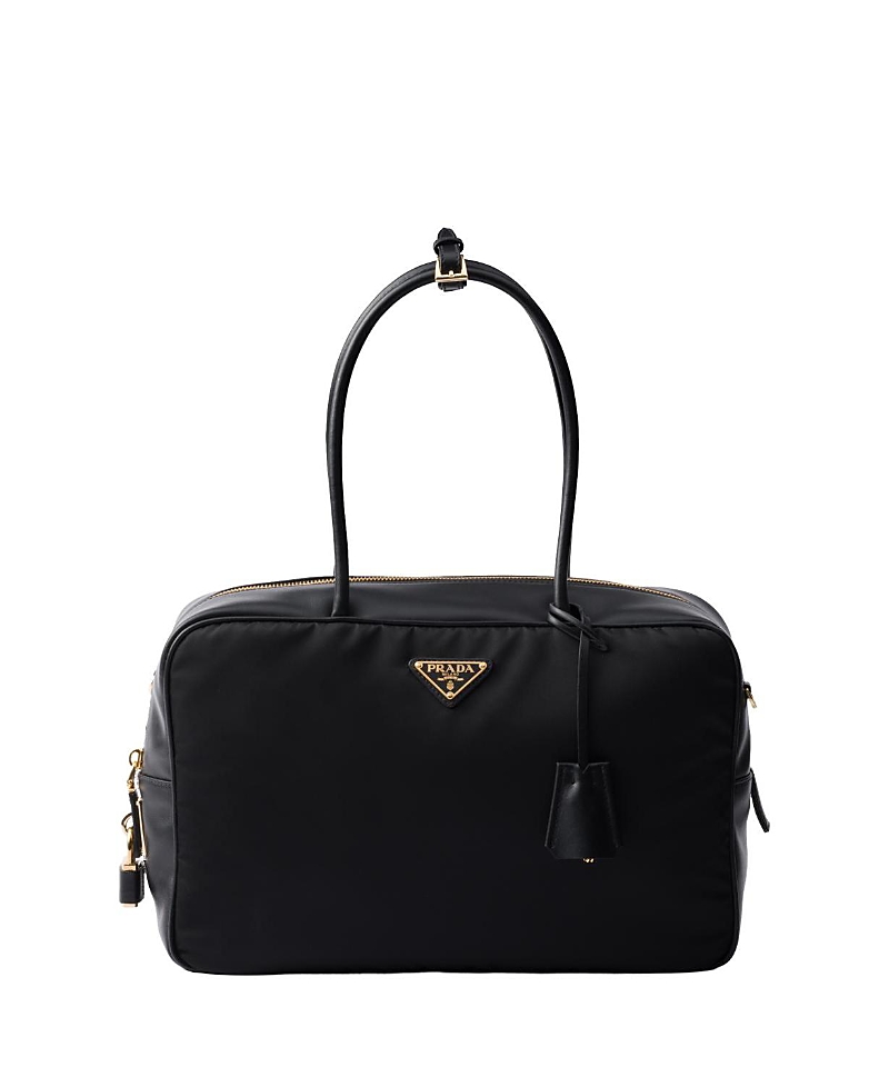 Prada Re-nylon And Leather Medium Top-handle Bag With Padlock