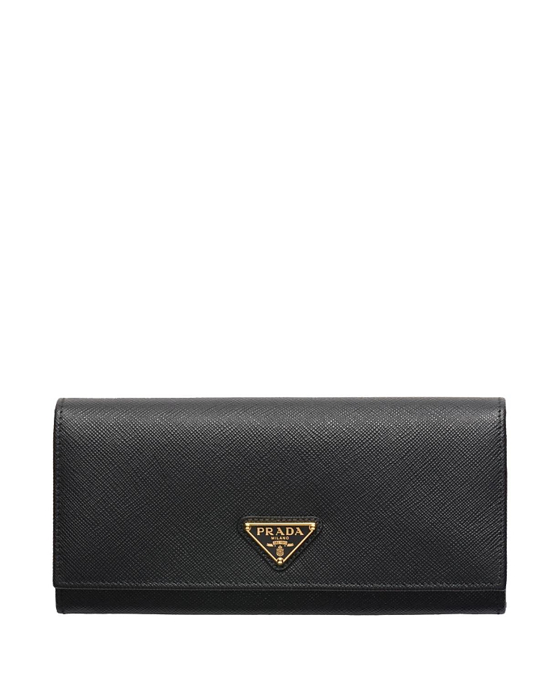 Prada Envelope Flap Leather Slim Wallet