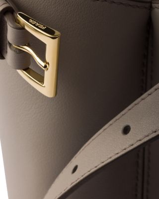 Buckle Medium Leather Handbag with Double Belt