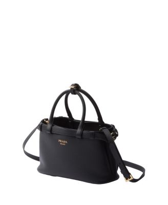 Buckle Small Leather Handbag with Double Belt