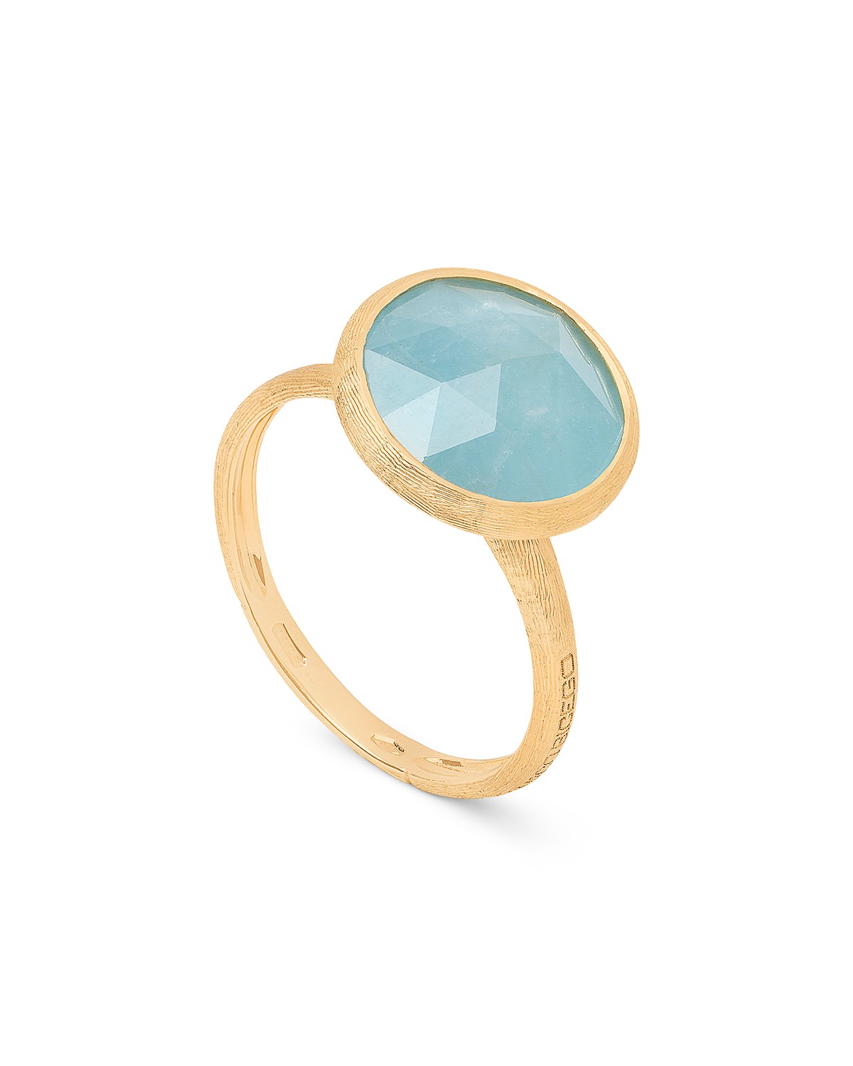 18K Yellow Gold Jaipur Color Aquamarine Medium Bezel Ring