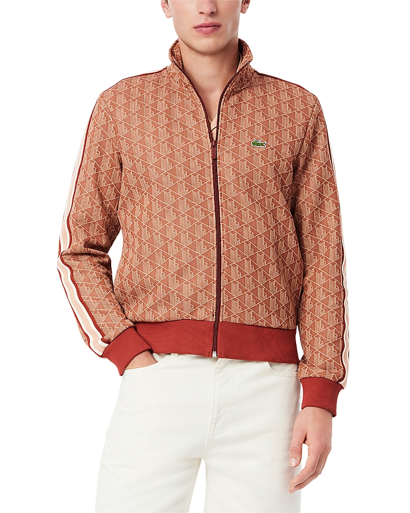 Lacoste Monogram Print Zip Front Track Jacket