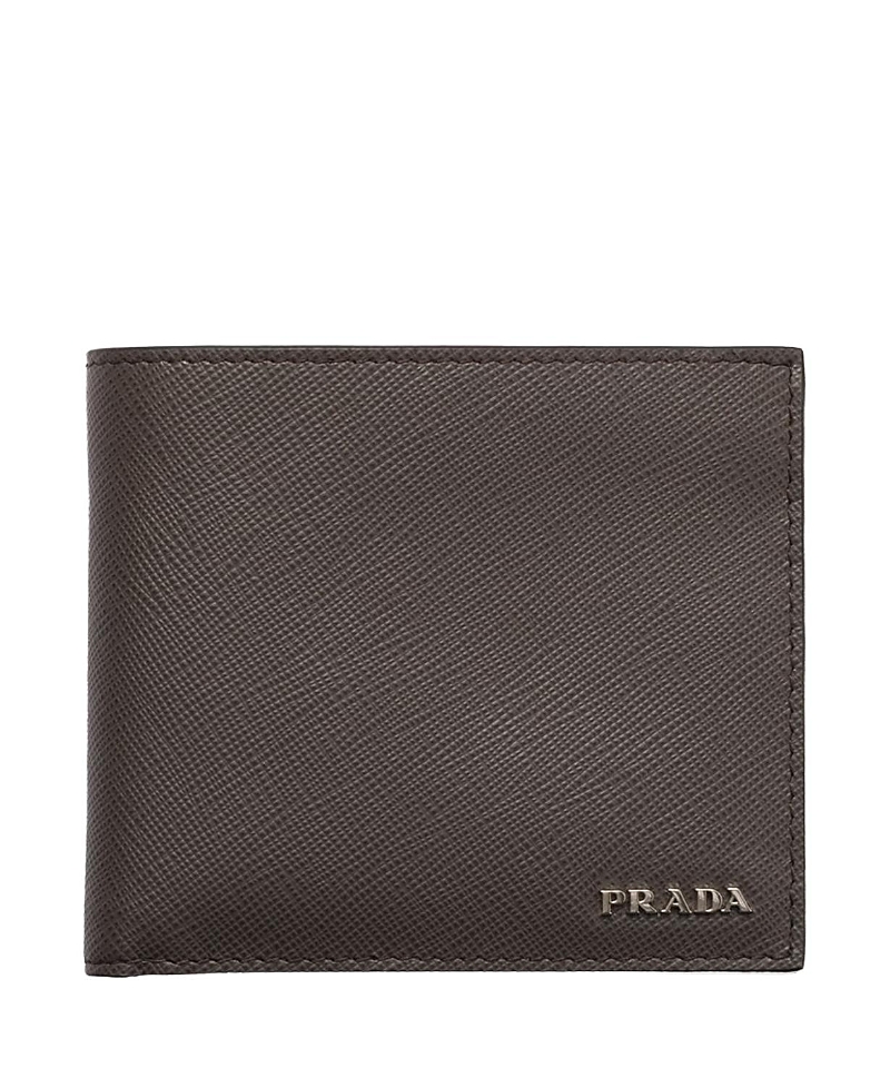 Prada Textured Bifold Wallet In Brown