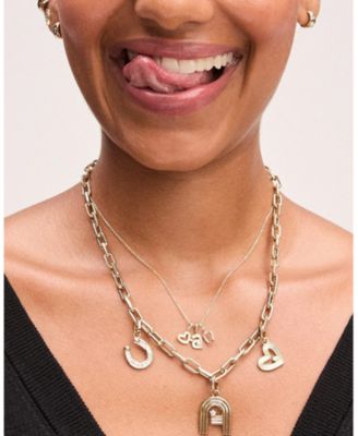 9K Yellow Gold Diamond Horseshoe Charm Pendant