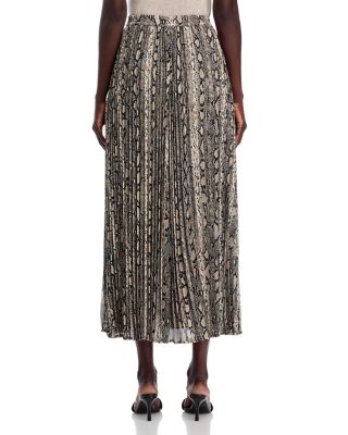 Snake Print Pleated Skirt