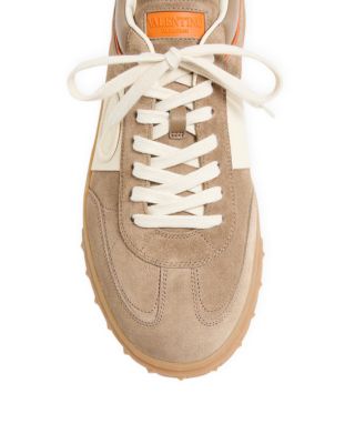 Men&#39;s Embroidered La Greca Suede Sneakers