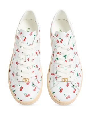 Men&#39;s Leather Printed Lace Up Sneakers