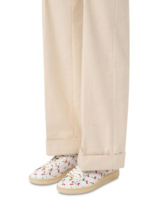 Men&#39;s Leather Printed Lace Up Sneakers