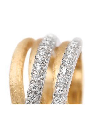 18K White & Yellow Gold Jaipur Gold Alta Diamond Five Row Crossover Ring