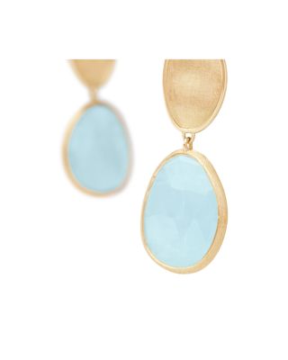 18K Yellow Gold Lunaria Aquamarine & Textured Disc Drop Earrings
