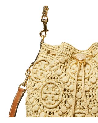 T Monogram Raffia Bucket Bag