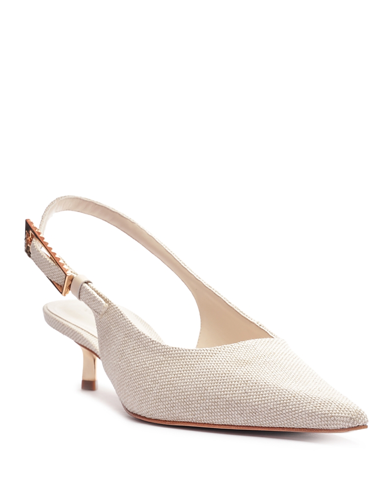 Schutz Ciara Pointed Toe Slingback Kitten Heel Pump In Neutral