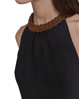 Halter Neck Embellished Floral Print Dress