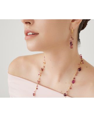 18K Yellow Gold Paradise Multi Strand Pink Tourmaline Earrings