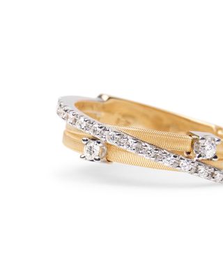 18K White & Yellow Gold Goa Diamond Three Strand Ring