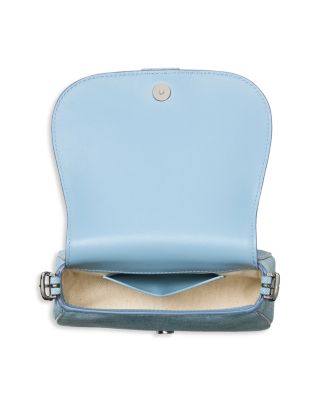 Nouveau Denim Printed Suede Mini Saddle Bag