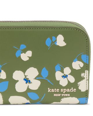 Devin Painterly Bouquet Embossed Leather Zip Around Continental Wallet