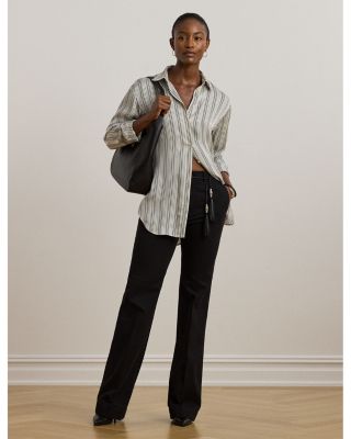 Relaxed Fit Striped Satin Shirt