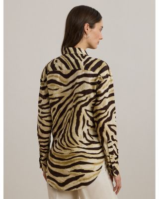 Relaxed Fit Zebra Print Linen Shirt