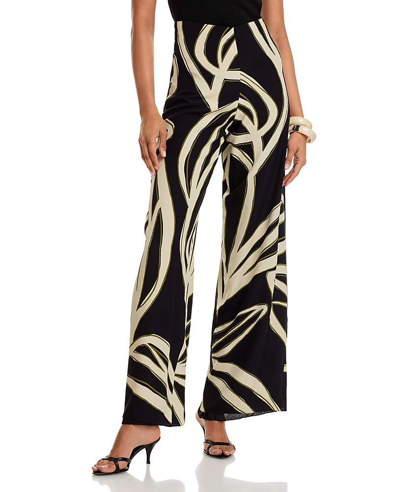 Cala De La Cruz Oxana Printed High Waisted Wide Pants In Black
