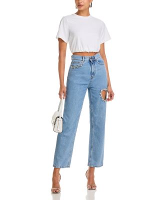 Crystal Heart Jeans in Light Blue