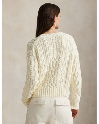 Aran Knit Cotton Henley Sweater
