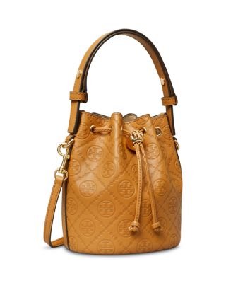 T Monogram Leather Mini Bucket Bag