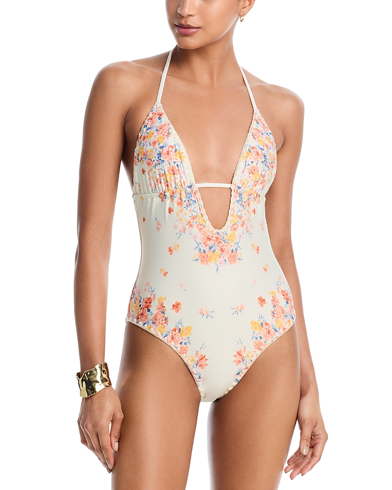 Aqua Swim x Ava Phillippe Whipstitch Trim One Piece Swimsuit - Exclusive