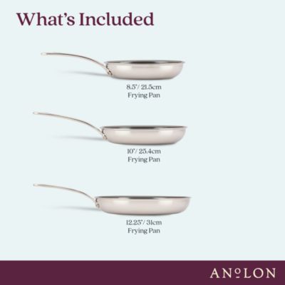 EverLast Stainless Steel Ceramic Nonstick 3 Piece Frying Pan Set