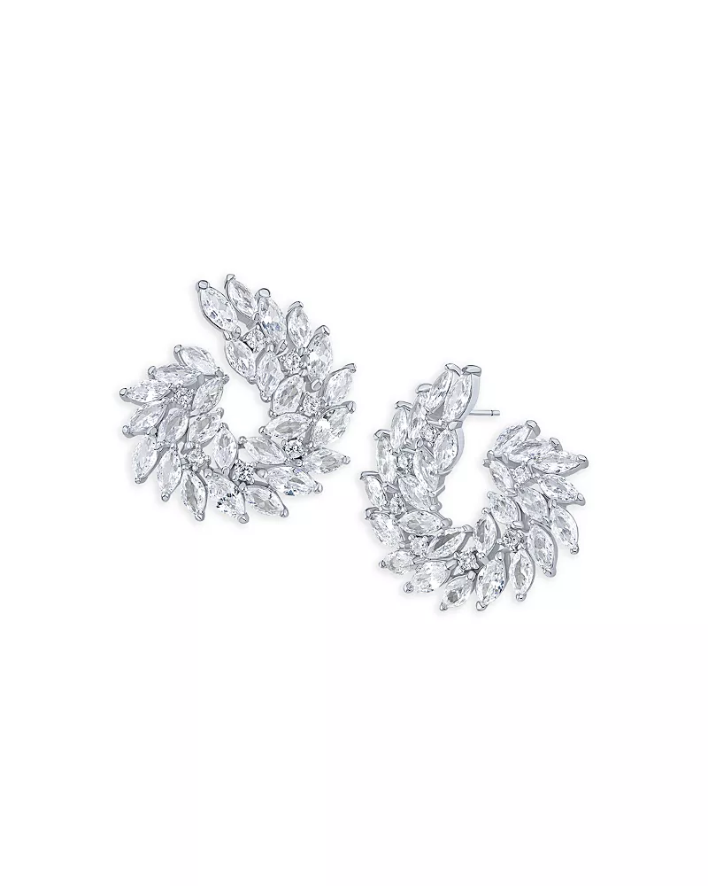Kenneth Jay Lane Round & Marquise Cubic Zirconia Swirl Statement Earrings
