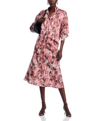 Printed Mandarin Collar Blouse