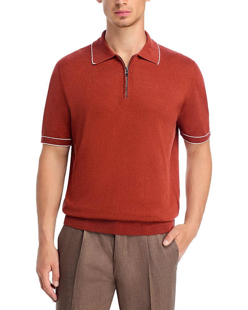 HUGO BOSS LINEN BLEND KNIT POLO SWEATER