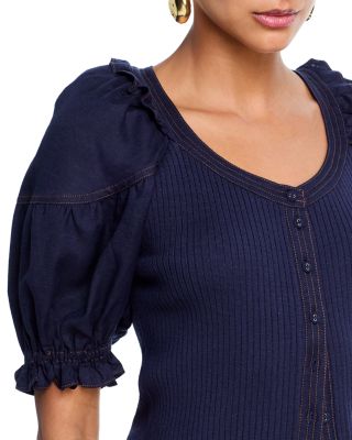 Mixed Media Puff Sleeve Top - Exclusive