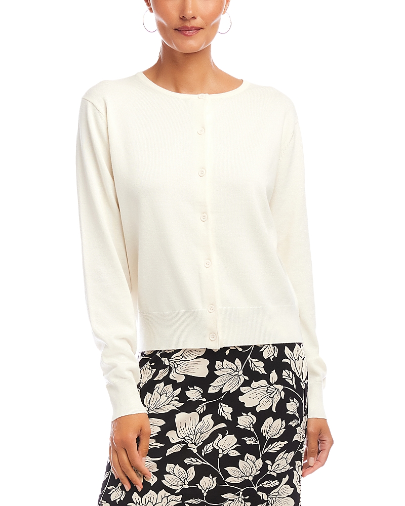 Karen Kane Long Sleeve Cardigan Sweater In Cream