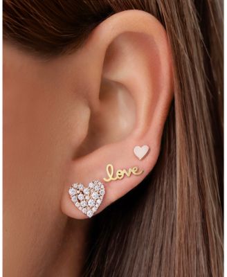 14K Yellow Gold Pure Love Script Stud Earrings