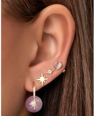 14k Yellow Gold Diamond Starburst Mini Stud Earrings