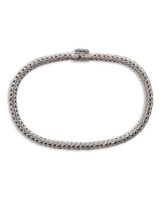 Sterling Silver Icon Bracelet with Pav&eacute; Blue Sapphires, 5mm