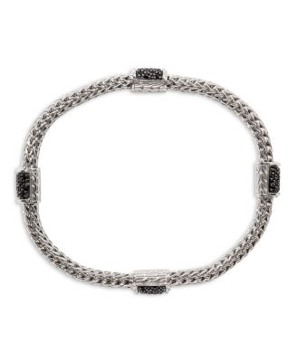 Sterling Silver Icon Bracelet with Pav&eacute; Black Sapphires, 5mm