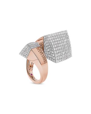 Roberto Coin - 18K White & Rose Gold Sauvage Diamond Pav&eacute; Statement Ring