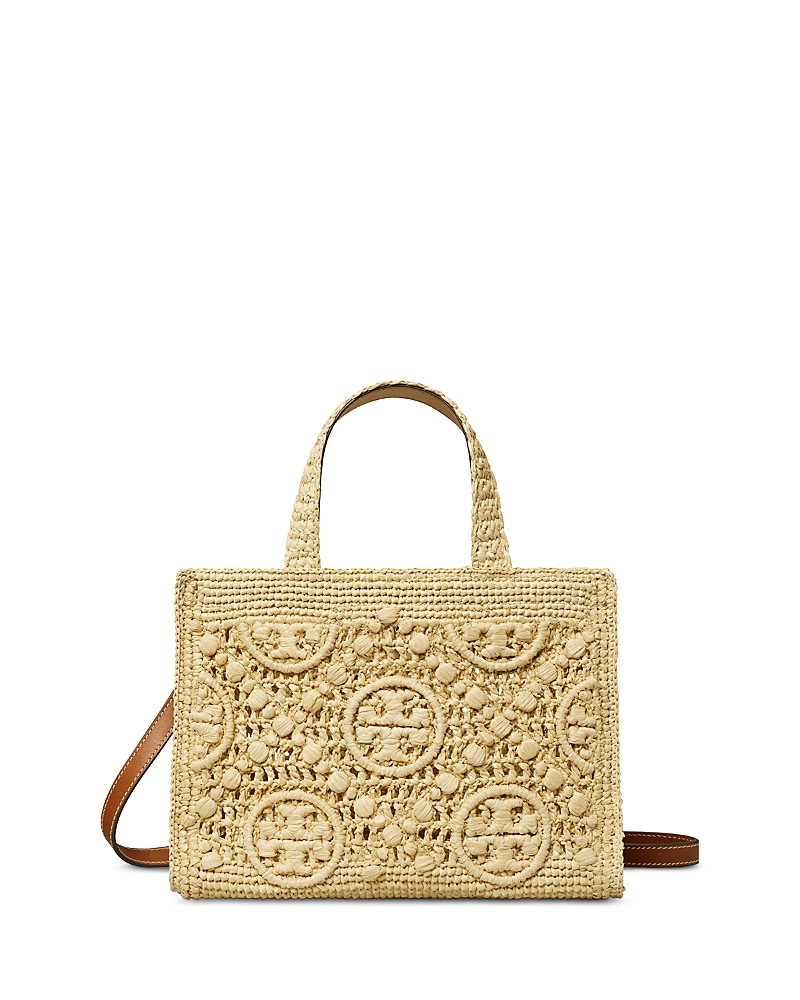 Tory Burch T Monogram Raffia Square Tote