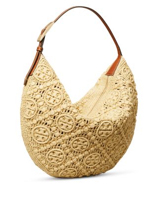 T Monogram Raffia Balloon Bag
