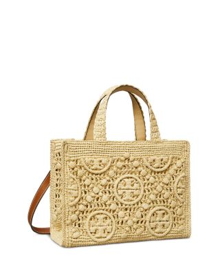 T Monogram Raffia Square Tote