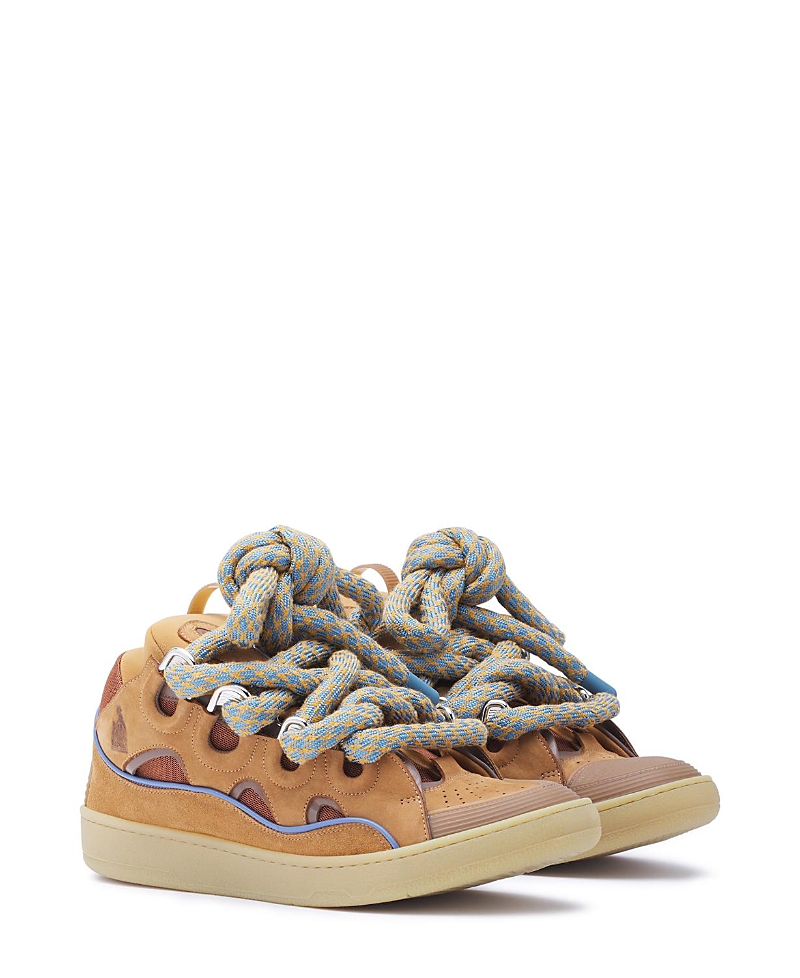 Lanvin Men's Curb Sneakers in Leather with Snake Laces